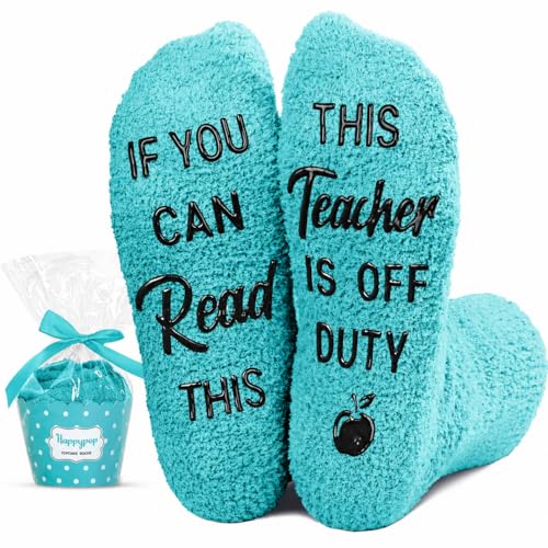 Image of HAPPYPOP Teacher Appreciation Gifts Ideas - Thank You Cool Gifts for Teacher, Funny Fuzzy Socks for Women Men