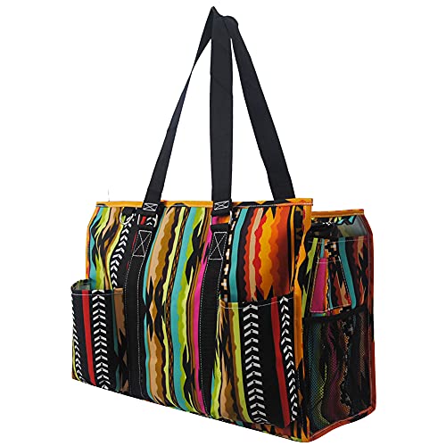 NGIL Utility Water Resistant Tote Bag, Top Zipper Closure, Perfect Gifts for Working Women, Nurses, Gym bag (Desert Serape-black)