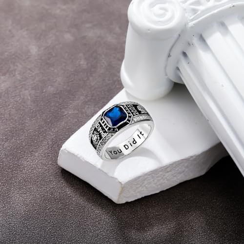 Custom Men's Class Ring - College & High School Graduation Gift - Sterling Silver & 10k/14k/18k Gold Class Ring Band2