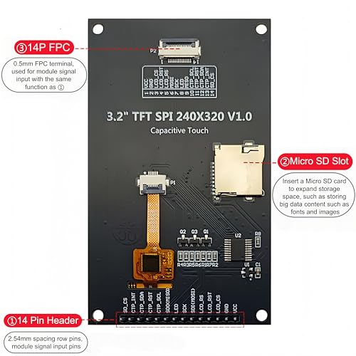 Module d'affichage tactile capacitif FT6336U IPS 240x320 pour ESP32 - 4