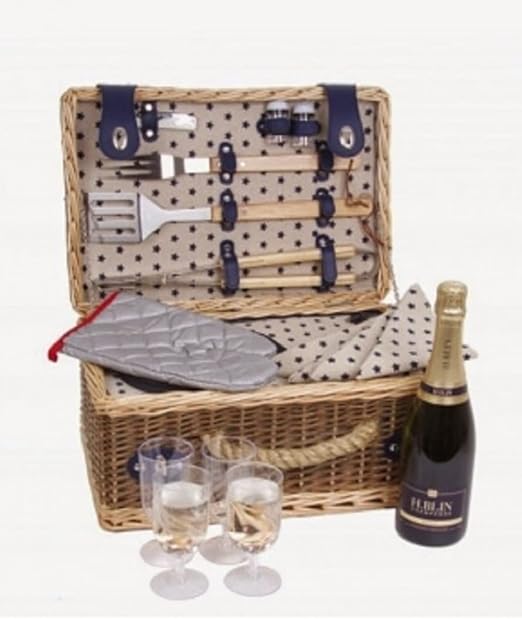 Choice Bargains ® 4 Person Wicker Basket Picnic Set , Basket with
