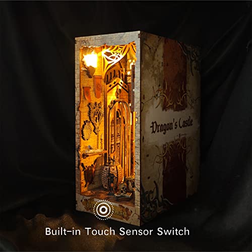 Dragon Castle 3D Puzzles Diy Book Nook Kit,Diy Miniature Dollhouse Kit,Diy Wooden Booknook Diorama Kit, Bookshelf Decor Gifts For Teens/Adults #TOP2