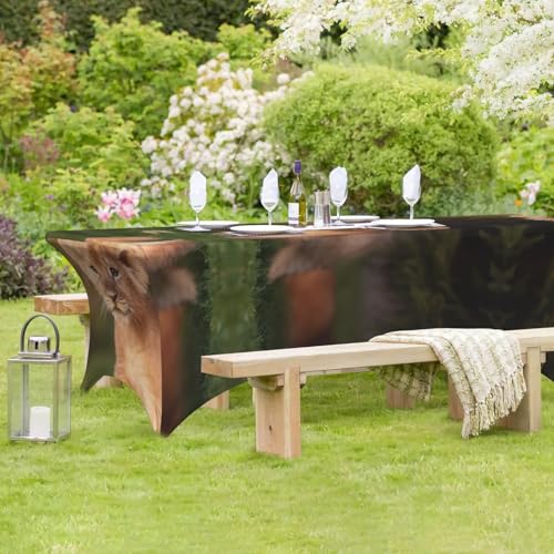 Housse de table rectangulaire extensible EdWal Art Lion anti-pli pour buffet de mariage