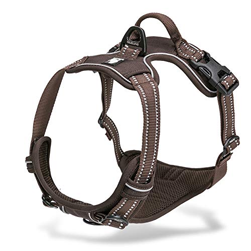 Chai's Choice Dog Harness Vest Medium (Chocolate) | Comfortable & Secure with Adjustable Strap Soft Padded Dog Vest | No-Choke & Easy Control Pet Oxford | 3M Reflective Stripes for Dog Visibility