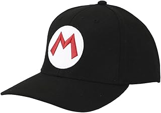 Super Mario Brothers Mario Embroidered Symbol Black Snapback Hat for Mens