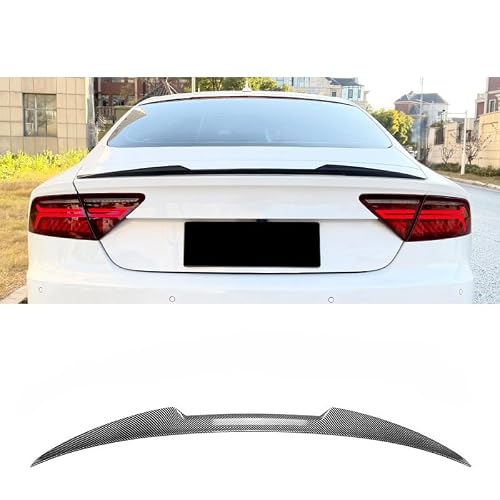 FJINQIANG Car Spoiler Rear for Audi A7 S7 C7 M4 2011-2017, Sedan Rear Trunk Boot Lip Wing Spoiler, Rear Wing Spoiler Trim Cover,Carbon Fiber Look