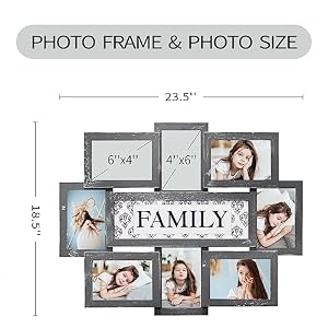 HELLO LAURA - Family Picture Frames Collage Wall Decor 8 Opening Collage Picture Frames for Wall 4x6 Picture Frame Photo Collage Frame Wall Hanging Gallery Frame for Living Room Bedroom - Grey HELLO LAURA Family Picture Frames Collage Wall Decor 8 Opening Collage Picture Frames for Wall 4×6 Picture Frame Photo Collage Frame Wall Hanging Gallery Frame for Living Room Bedroom Grey