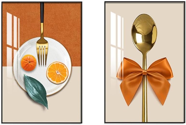 Restaurant Decoration Painting, Dining Table Hanging Painting, Crystal Ceramic Two Piece Painting(Large)