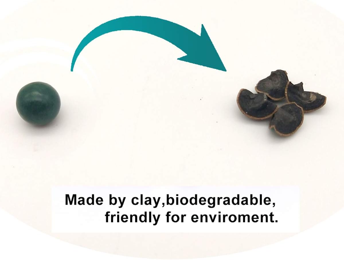 Slingshot Ammo Biodegradable Clay Ball, 1500pcs Aboout 9mm(3/8inch) Green Color,with a Free Slingshot as a Gift