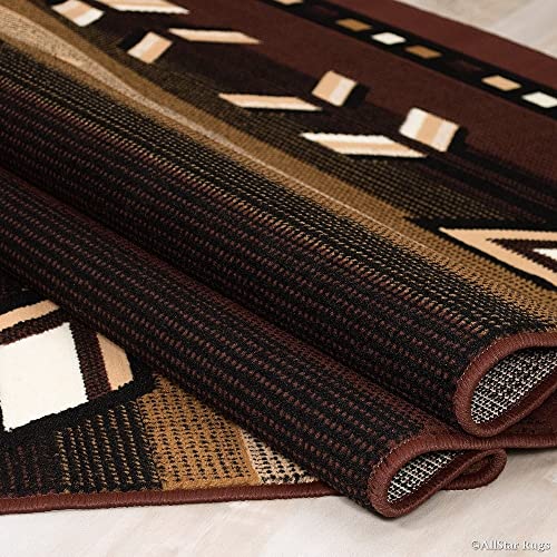Allstar 5X7 Burgundy And Espresso Southwestern Rectangular Accent Rug With Ivory, Mocha And Hunter Green Aztec Design (5' 2" X 7' 0") #TOP3