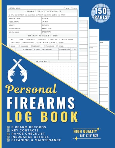 Firearms Log Book: Mega 150 Page Inventory Book to Record Persona...
