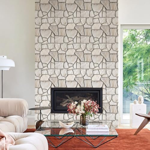 COMSTICKC 3D Wandpaneele Selbstklebend Steinoptik,10 Stück 30x30 cm, 3D Wandverkleidung Selbstklebend Backstein Tapete 3D PVC Wandpaneele Innenwanddekoration, Wasserdicht