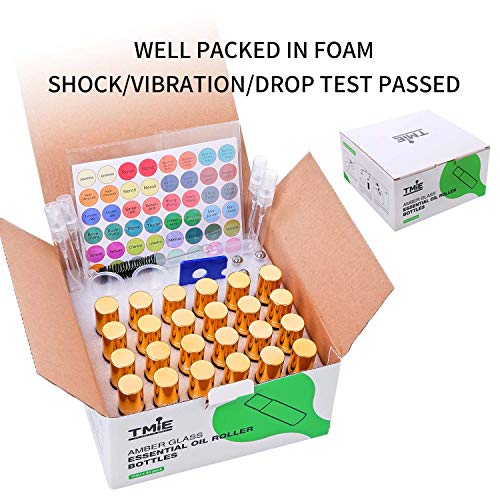 Tmie Beauty 10Ml Essential Oil Roller Bottle (24 Pack), For Aromatherapy Oil Blends, Smooth Stainless Steel Roller Ball, Robust Uv Protection Colored Glass, Leak Proof, With Rich Parts & Accessories #TOP6