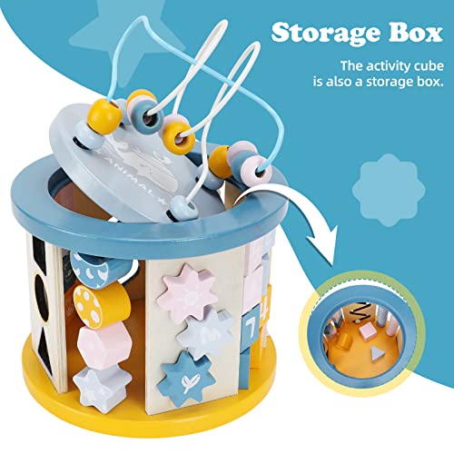 Abellzos Wooden Activity Cube Baby Toys, 11-In-1 Montessori Toy For 3 Year Old, Toddlers Learning Educational Developmental Center, First Birthday Gift For Boys Girls #TOP2
