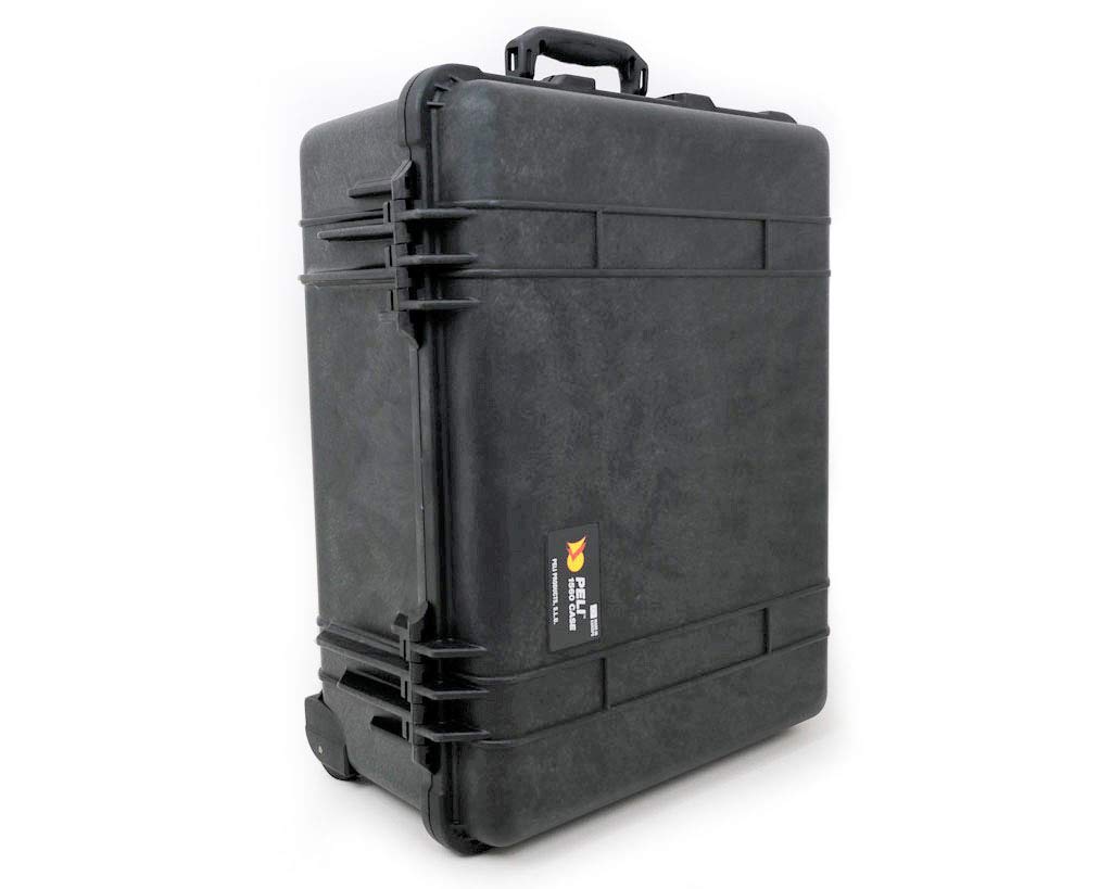 PELI 1560 Langer Schutzkoffer mit Rollen, IP67 Wasser- und Staubdicht, 44L Volumen, Ohne Schaum, Schwarz
