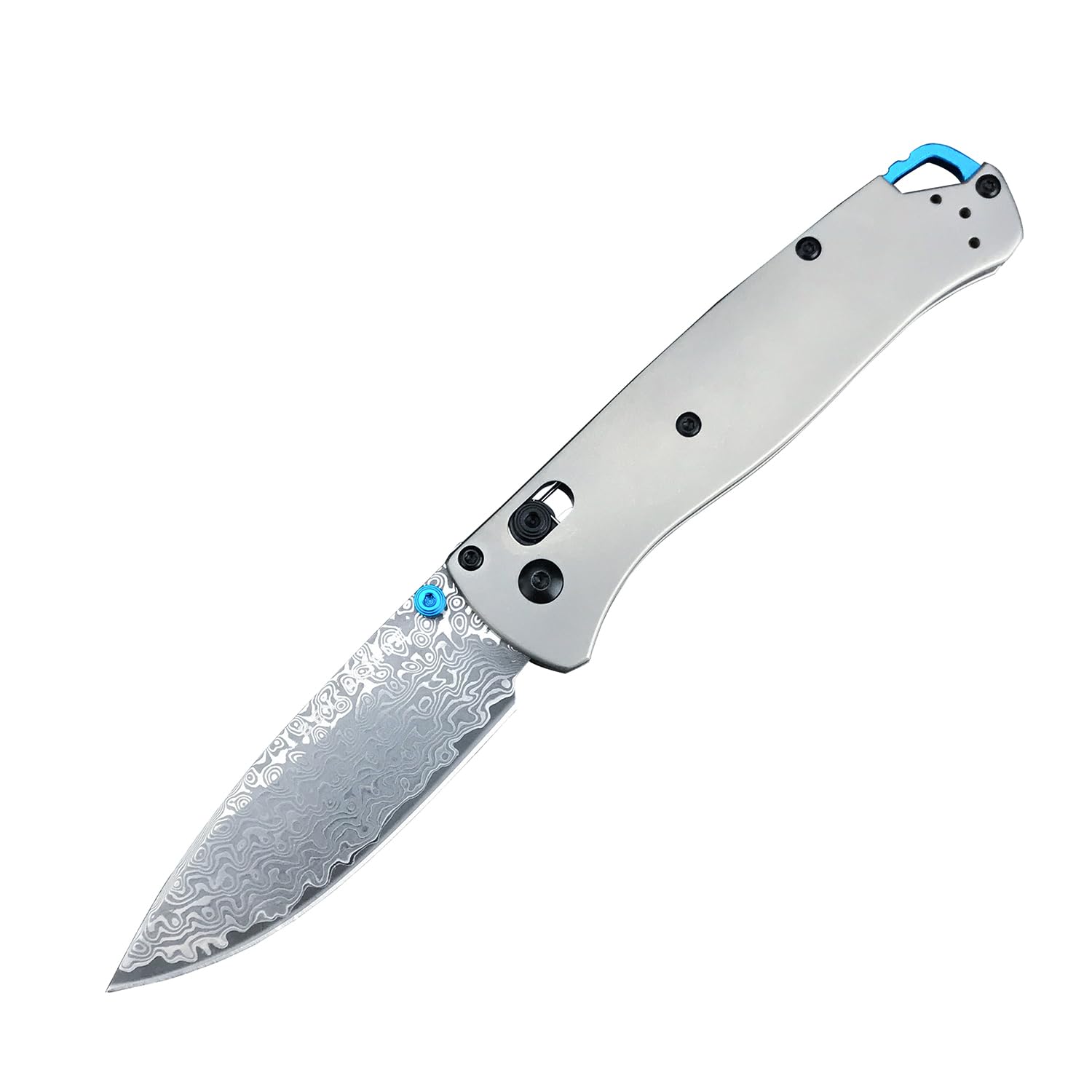 Titanium Folding Pocket Knife, 3.15-inch Damascus Steel Blade and Titanium Alloy Handle, with Pocket Clip,for Outdoor and Camping
