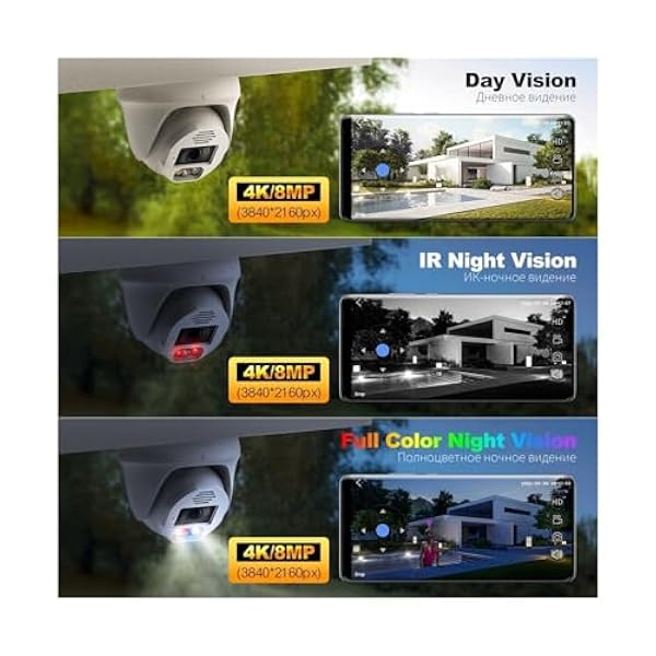 Bedraad beveiligingscamerasysteem H.265 8CH 4K 5MP POE Beveiligingscamera 8MP zichtsdetectie Dome Indoor Tweeweg Kleur Nacht videobewakingskit (Size : None, Color : 8CH 4pcs 8MP Cameras)