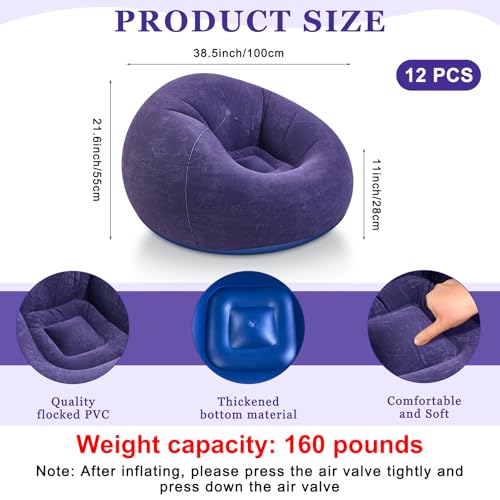 Image of Realspring 12 Pcs Inflatable Bean Bag Chair, Air Pump,Blue,Red,Coffee | Electric Pump for Inflation, Foldable Blow up Chairs for Outdoor Movie Seating, Portable Sofa for Adults Camping