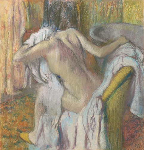 Cuadro de Edgar Degas After The Bath, impresión mate premium en marco negro 2