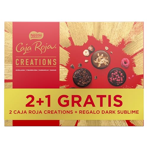 NESTLÉ CAJA ROJA Creations Bombones de chocolate 2 Estuches 186 g y Estuche Dark 145 g