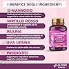 120 CAPSULE | D Mannosio per Cistite, Probiotici Donna, Cranberry Cyst Integratore Alimentare con Uva Ursina, Inulina e Mirtillo Rosso per Salute Viee Urinarie, Candida Support, D-Mannosio