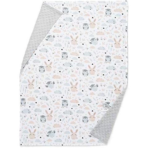 EliMeli Minky BABYDECKE Kuscheldecke Kinderwagedecke Krabbeldecke aus super weichem Minky Stoff und Baumwolle Cover