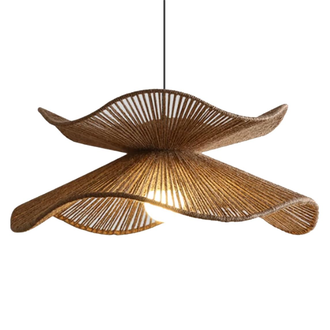 LQZCXMF Wabi-Sabi Art Pendant Light Unique 2-Layer Hemp Rope Lamp Shade Coastal Farmhouse Hanging Light Unique Vintage Lantern Home Decor Fixtures for Hallway Entryway Foyer Living Room 1-Pack