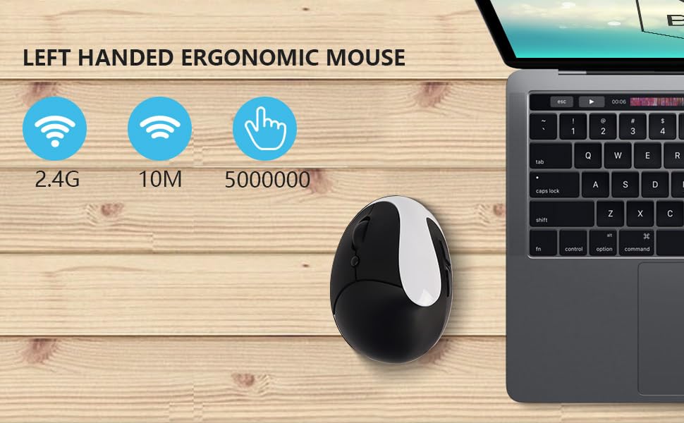 Souris rechargeable 800-1600 DPI verticale avec 6 boutons