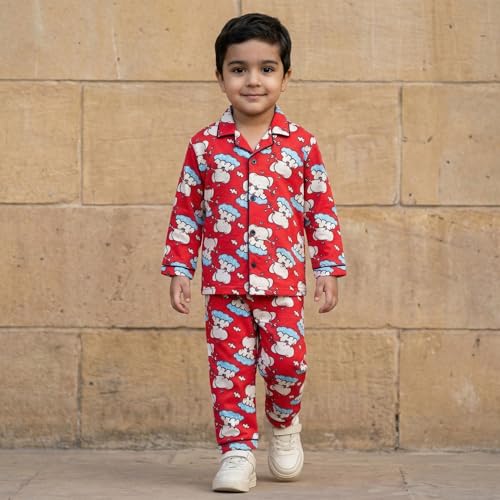 Image of CLAP Kids Cotton Printed Full Sleeves Night Suit