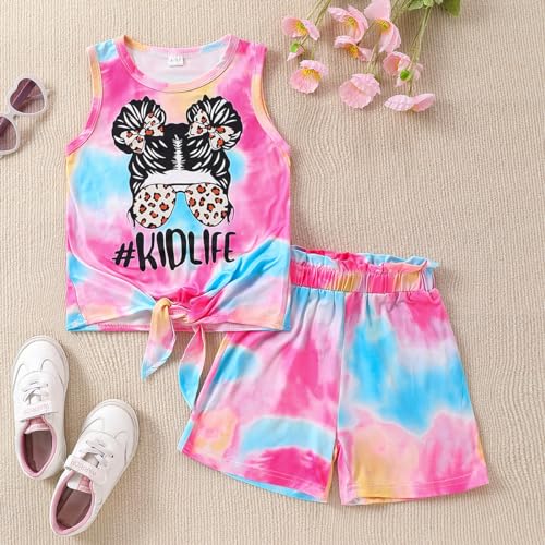 Kid Toddler Girl Clothes Summer Ruffle Sleeve Figure Graphic Tee Shirt + Shorts Summer Outfits Set - Image 3