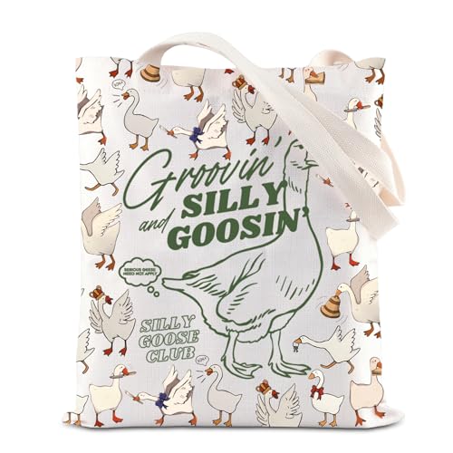 KUIYAI Cartoon Goose Club Tote BagGoose Inspire Gift Goose Lover Meme Goose Shopping Grocery Bag Duck Lover Gift