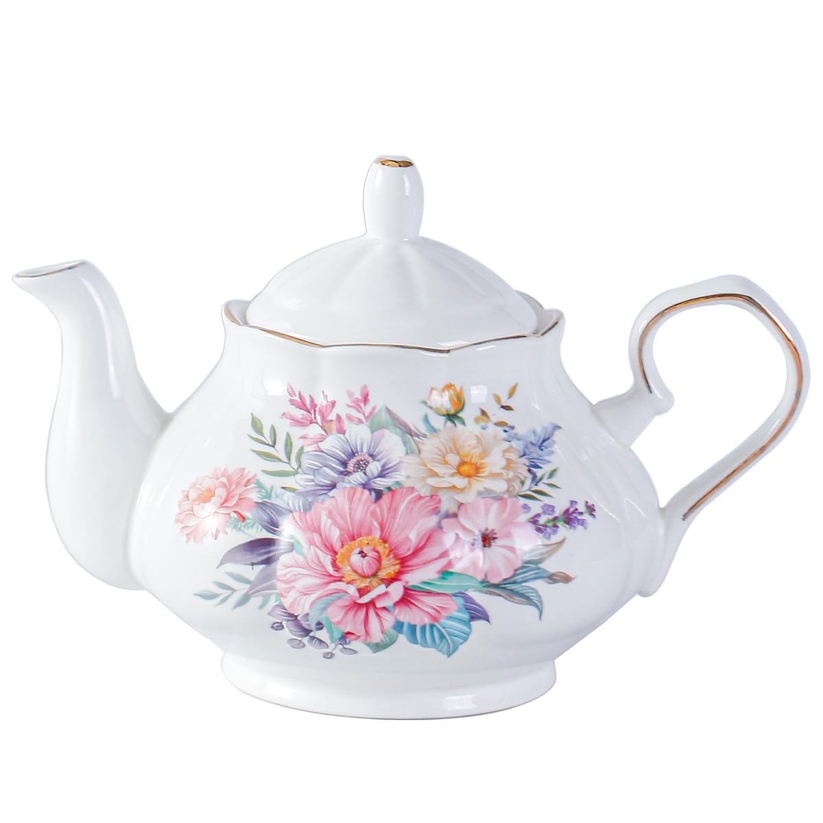 Bule de chá de cerâmica floral estilo europeu – 623 g, bule de porcelana, bule de chá de