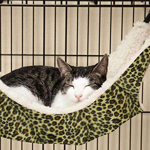 OCSOSO Cat Kitten Pet Cage Hammock with Stand Large Leopard.