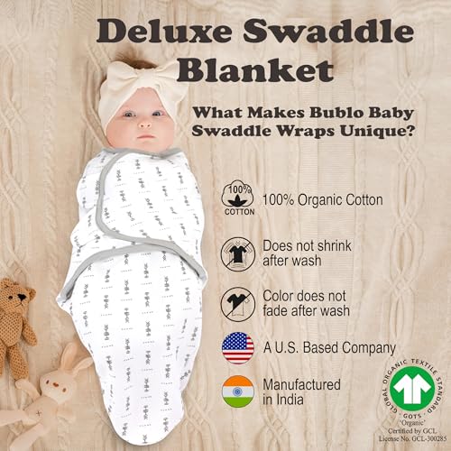 Image of Baby Swaddle Wrap Sack for Newborn Boys and Girls | 0-3 Month| 3 Set of Adjustable Infant Swaddle Blanket with Fastener Straps | Breathable Soft Cotton