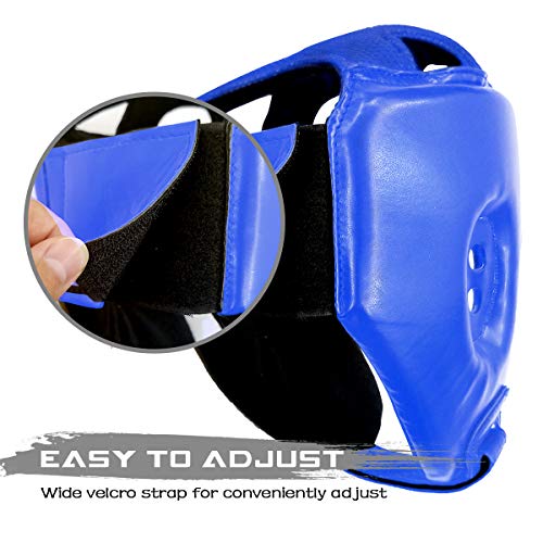 Luniquz Boxing Headgear for Kids Junior Headguard Helmet for MMA Sparring Karate Taekwondo, M Blue