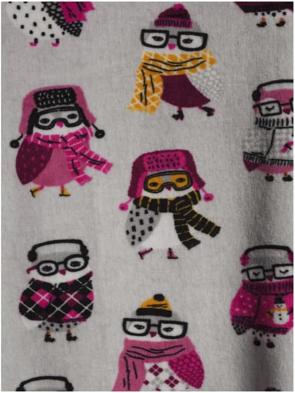 Secret Treasure Women's Velour Top and Joggers, 2-Piece Sleep Set (Small 4-6, Soft Sliver Owls) - Image 3