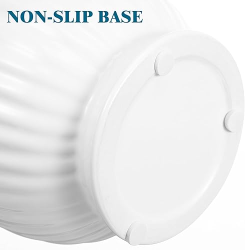 Miniatura 7 de Yardwe Jarrón de cerámica blanca, florero de flores secas de 7.9 pulgadas, maceta de porcelana para arreglos florales para decoración del hogar