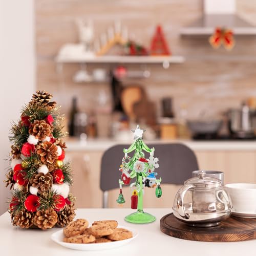 Árbol de Navidad de cristal mini para dar un toque elegante a tu escritorio de oficina u hogar 6