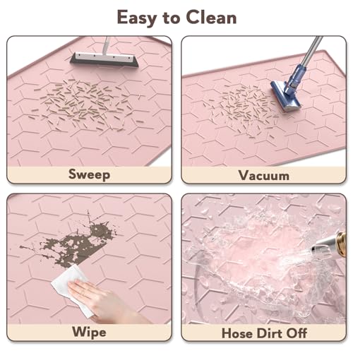 Image of Garoopion Silicone Cat Litter Mat 34x22 inch, Easy to Clean, Pink