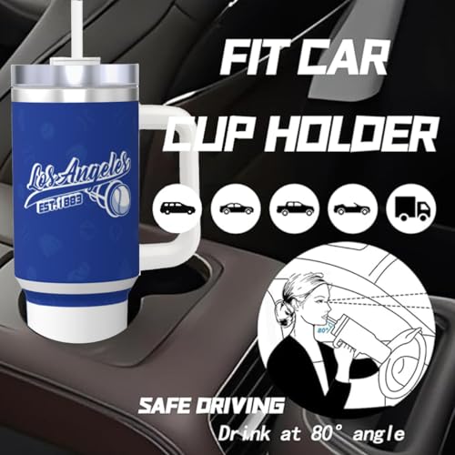 Image of Los Angeles 30 oz Tumbler with Handle and Straw,Car cup,100% Leakproof Insulated Tumbler with Lid and Straw,Made of Stainless Steel,Cup Holder Friendly Base,Classic Collection Gifts for Fans