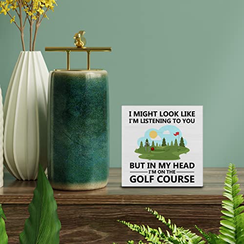 I'm On The Golf Course Wood Box Sign Decor Desk Sign Golfing Wooden Box Block Sign Rustic Home Office Shelf Wall Decoration Gift For Golf Lover #TOP2