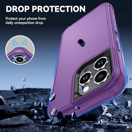 Image of SunStory Compatible with iPhone 14 Pro Max Case with HD Screen Protector, 3-Layer Heavy Duty Full-Body Cover,3 in 1 Hybrid Protective Case for iPhone 14 Pro Max 6.7 inch, Purple