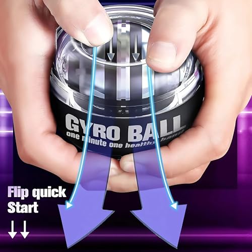 Image of Zinc Auto-Start Wrist Exercise Machine Hand & Forearm Strengthener Gyro Ball for Grip Training Muscle Recovery & Wrist Workout with LED Lights for Athletes Musicians & Rehabilitation