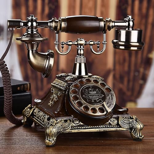 Image of Earwig Antique Vintage Phone, Rotary Dial Retro Old Fashioned Landline Telephone for Home Office Cafe Bar Decor,European Style Landline Telephone Decor Collectors