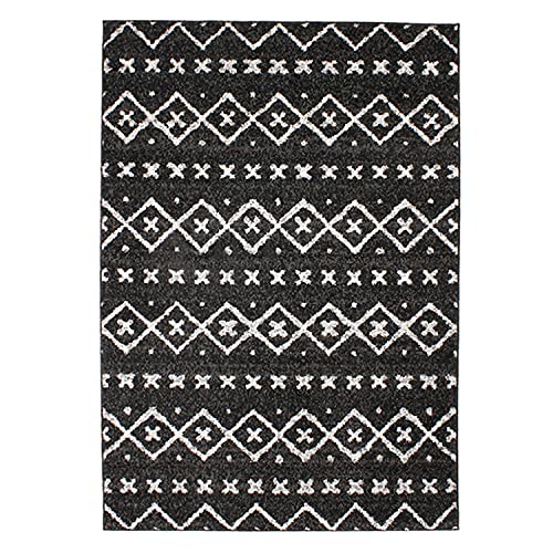 Monbeautapis Florence - Alfombra étnica escandinava, Material sintético, Negro, 190 x 133 cm Cover