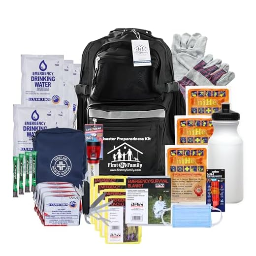 Best Earthquake Kits | Vanessa Davison First My Family All-in-One 4 Person, 72 Hour Emergency Survival Kit for Fires, Earthquakes, Hurricanes, Floods, Tsunami and Other Disasters - Premium Black Backpack