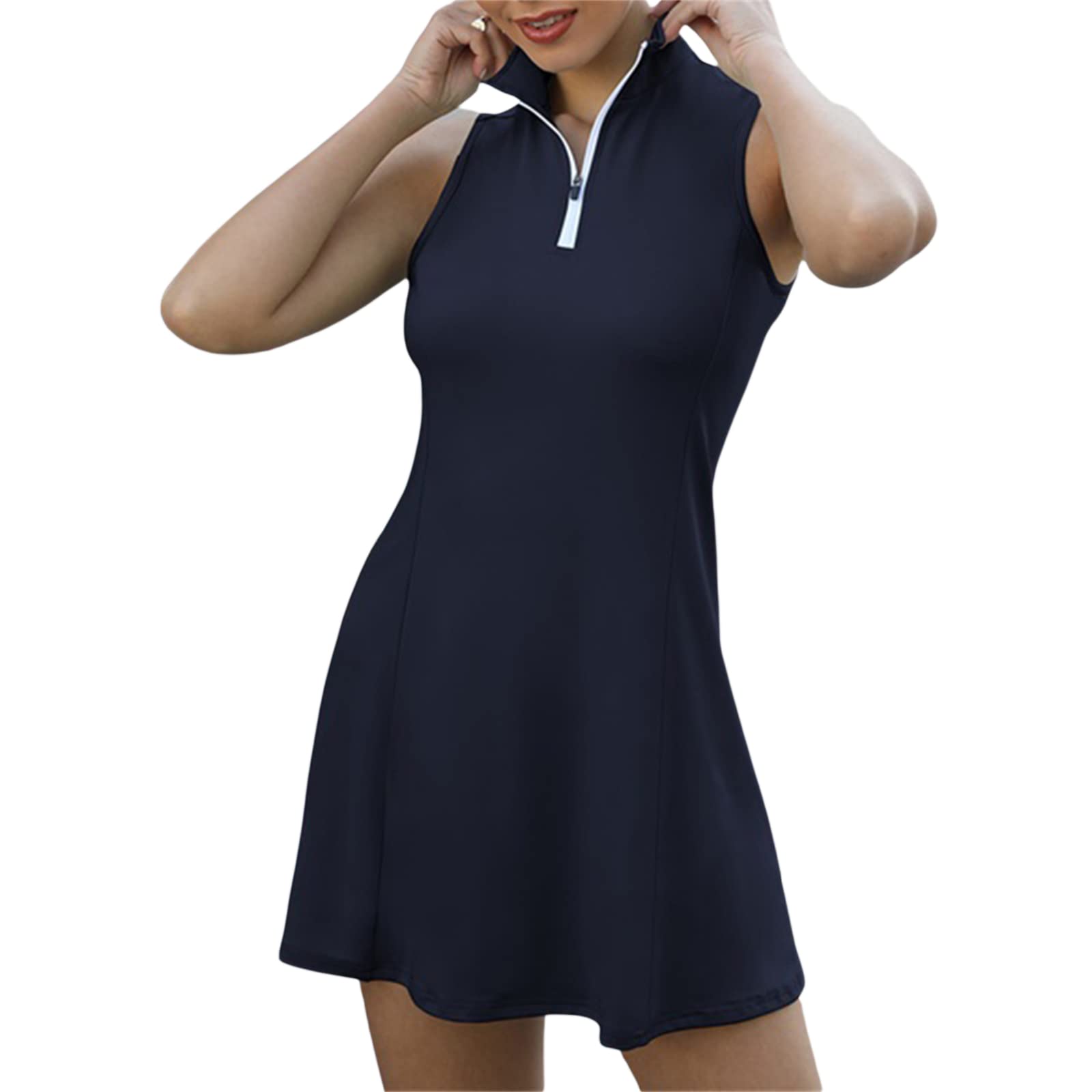 FeMereina Robe de tennis pour femme, robe de golf avec short intégré et poches pour entraînement sans manches