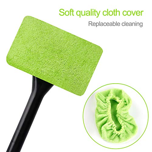 5 Pack Replaced Microfiber Cleaning Clothes For Xindell Windshield Wiper Tools, Car Care Brush Cotton Fitting Bonnets, Washable And Reusable Cleaning Tool Head Pads - 5 Inch Diameter (Green,Square) #TOP4