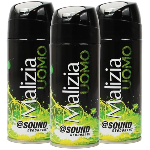 Malizia Uomo Parfum dIntesa Deodorant Spray 100 ml Eau de Toilette für Männer intensiver und langanhaltender Duft Frische für den ganzen Tag (Sound 3 Einheiten)
