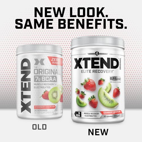 Image of Xtend Original BCAA Powder, 7g BCAAs and 2.5g L-Glutamine for Muscle Recovery Hydration and Lean Muscle, Sugar Free Intra and Post Workout Drink with Electrolytes, Strawberry Kiwi Splash, 30 Servings